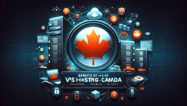 dall·e 2024 02 06 14.34.17 create a sleek and professional banner featuring the text benefits of vps hosting in canada with visual elements that represent high speed reliabi 768x439.webp