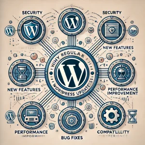 DALL·E-2024-08-05-23.05.04-An-illustration-showcasing-6-Reasons-Why-Regular-WordPress-Updates-Are-Advisable.-The-image-features-a-WordPress-logo-at-the-center-surrounded-by-si-300x300.webp