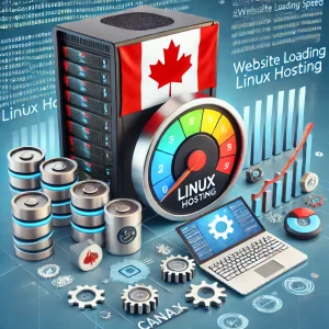 dall·e 2024 10 18 20.23.05 a visual representation of website optimization on linux hosting in canada. the image features a server in the background with the canadian flag symb 300x300.webp