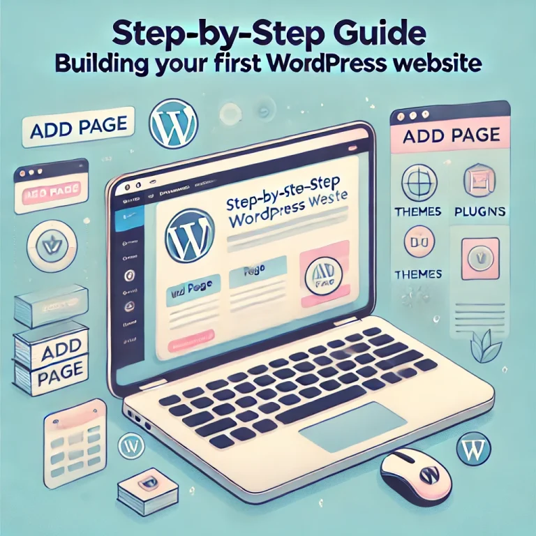 dall·e 2025 01 24 21.24.12 a clean and visually appealing illustration for a beginners guide to building a wordpress website. the image features a laptop screen displaying a wo 768x768.webp