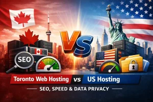 Compare Toronto web hosting vs US hosting for SEO impact, website speed, and data privacy. Learn why Canadian hosting benefits local businesses. 